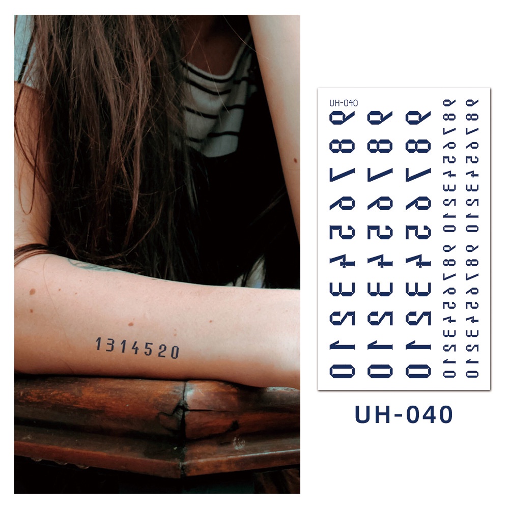 【Magic Tattoo】ใหม่ สติกเกอร์รอยสักชั่วคราว ลายตัวอักษร ตัวเลข กึ่งถาวร ติดทนนาน 2 สัปดาห์