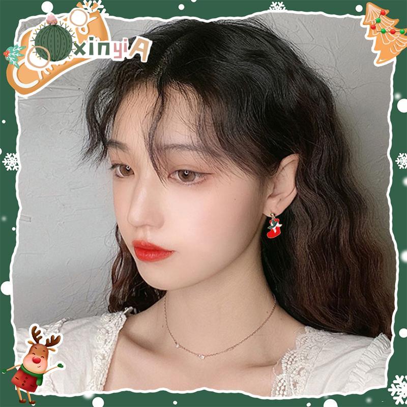 【XINYIA】2024 ชุดเครื่องประดับต่างหู ระฆัง รูปกวางเอลก์ สโนว์แมน คริสต์มาส