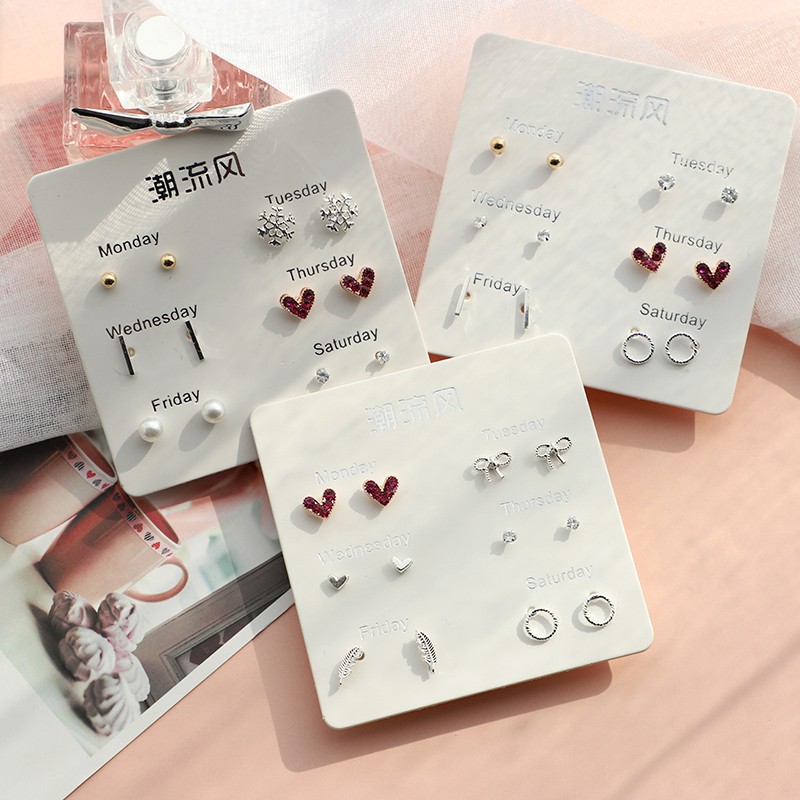 【XINYIA】ต่างหูสตั๊ดแฟชั่น เครื่องประดับผู้หญิง 6คู่