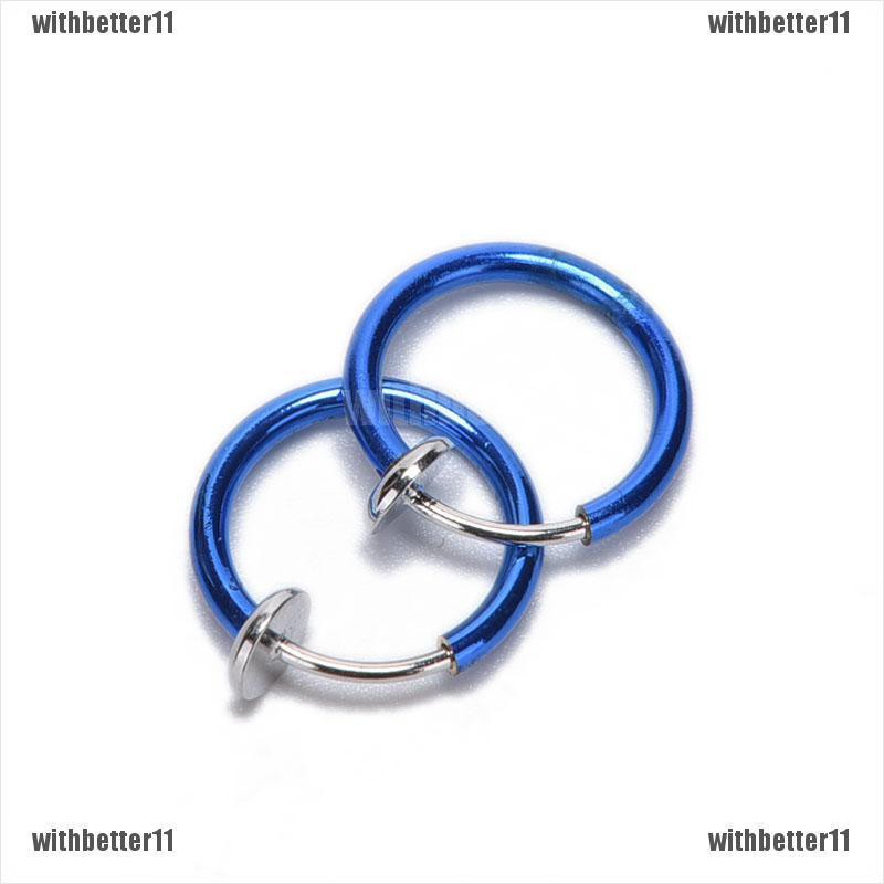 【with•TER】ต่างหูสตั๊ดปลอม สไตล์พังก์ เจาะร่างกาย จมูก ปาก 2 ชิ้น