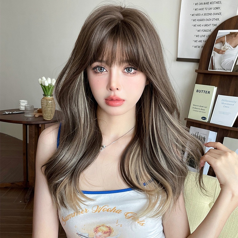7jhh WIGS ใหม่ วิกผมหยิกยาว ไฮไลท์ ไฮไลท์ไฟเบอร์ธรรมชาติ สีเบจ สําหรับผู้หญิง C-0364