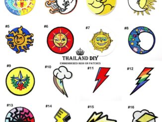 ตัวรีดติดเสื้อ วัยรุ่น ลาย ดวงจันทร์ พระอาทิตย์ ดวงดาว สายฟ้า ฤดู Sun Moon Star wop Flash Patch งานปัก DIY ตัวรีด อาร์ม
