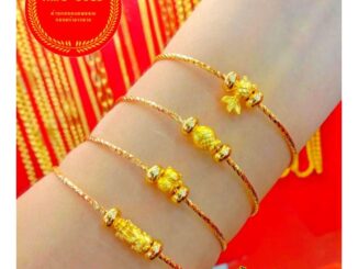 กำไลข้อมือจี้/ชาร์มทองเเท้ 99.99% หนัก 0.1 กรัม เลือกจี้ห้อยได้