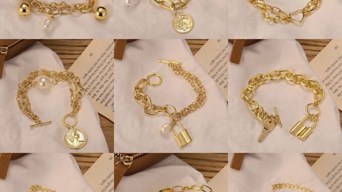 Multilayer Fashion Coin Portrait Bracelet Retro Couple Heart-shaped Bracelets Gold Silver Cross Chain Jewelry Accessories