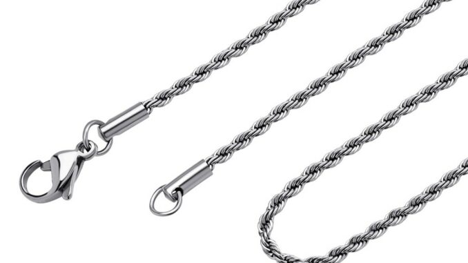555jewelry สร้อยคอโซ่ ดีไซน์สวยลายเชือก รุ่น MNC-C093 - สร้อยสแตนเลส สร้อยคอผู้ชาย สร้อยคอผู้หญิง (CH4-CH7]
