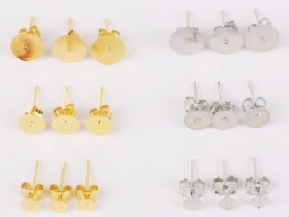 ต่างหู ทรงกลม สีทอง และสีเงิน 4 มม. 6 มม. 8 มม. 100 ชิ้น