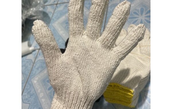 { ยกโหล 12 คู่ } ถุงมือทอผ้าฝ้ายทำงาน