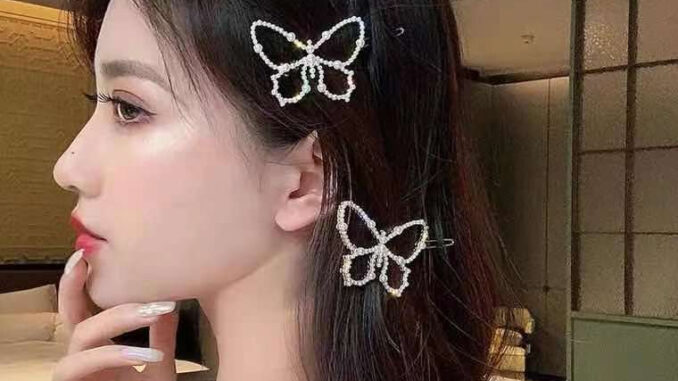 New Pearl Butterfly Hairpin Retro Clip Hairpin Clip Headdress Alloy Pearl Diamond Trendy Hair Pin Wedding