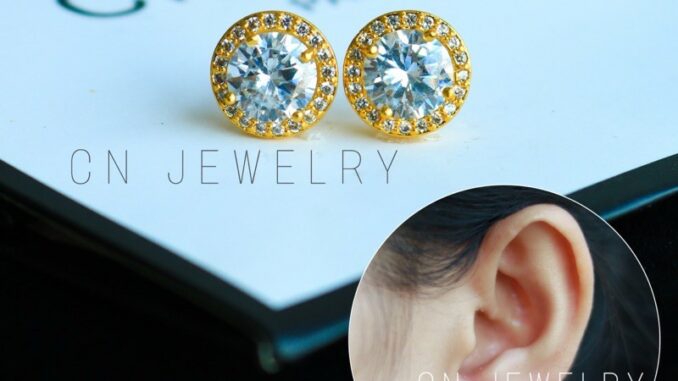 ต่างหูเพชรขายดี ตัวเรือนทอง  รุ่นW1-W4 1คู่ CN Jewelry earings ตุ้มหู ต่างหูแฟชั่น ต่างหูเกาหลี ต่างหูทอง