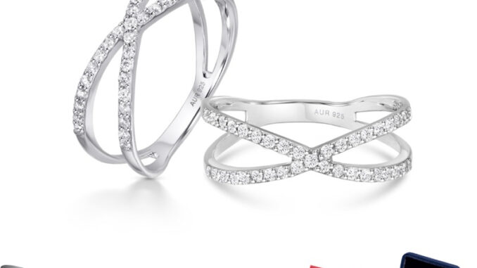 แหวนเงินแท้925 ชุบเคลือบทองคำขาว ประดับเพชร CZ Swiss Diamond✨ [ X - Allure Jewelry ]