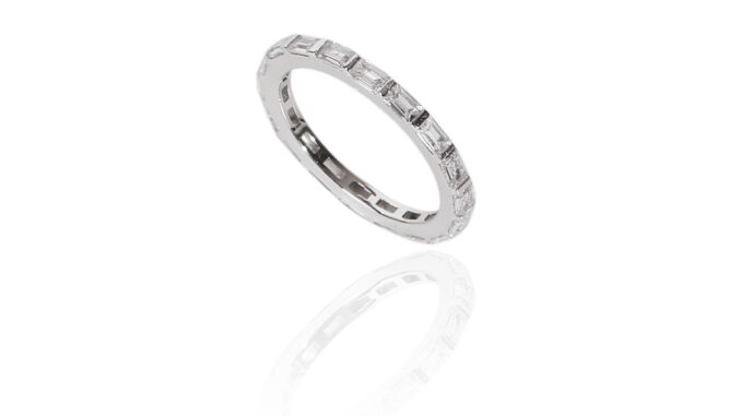 SWAN - Baguette Ring แหวนเงินแท้ฝังรอบวง ฝังเพชรเหลี่ยม คิวบิกเซอร์โคเนีย cubic zirconia