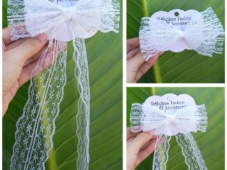 กิ๊บติดผมโบว์ผ้าลูกไม้ สีขาว สีดำ ขนาด 1.5 นิ้ว กว้าง 13 เซ็น