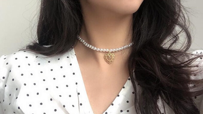 【MHANG】สร้อยคอมุกไขว้สุดหรูสไตล์วินเทจ เครื่องประดับแฟชั่นผู้หญิงรักกลวงอารมณ์หวาน