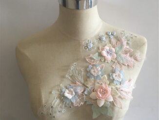 ผ้าลูกไม้ปักเลื่อมลายดอกไม้ 3D หลายสีสัน Diy สําหรับเย็บปักตกแต่งเสื้อผ้าเสื้อผ้า