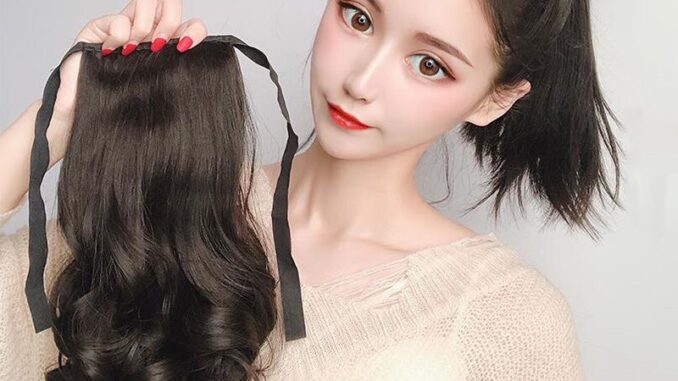 หางม้าผูกลอนสั้นๆ   หางม้าผูกลอนสั้น (08A)ทำจากเส้นไหมแบบผูก ใส่ได้ง่ายดูดี สินค้าส่งในไทย