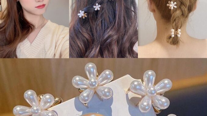 กิ๊บติดผมลายดอกไม้ประดับมุกสไตล์เกาหลีสําหรับผู้หญิง