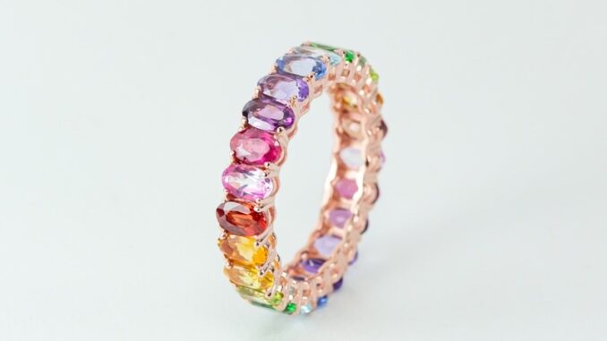 Rainbow Oval Eternity ring แหวนรอบนิ้วสีรุ้ง Rainbow Oval Eternity ring แหวนรอบนิ้วสีรุ้ง