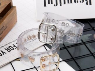 Korean White Transparent Belt Woman Fashion Versatile Belt Waistband Heart Round Square Buckle