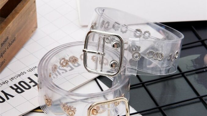 Korean White Transparent Belt Woman Fashion Versatile Belt Waistband Heart Round Square Buckle