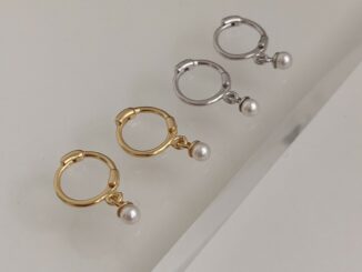 A.piece  [all silver 925] ต่างหูห่วง ต่างหูเงินแท้ Pearl drop one-touch