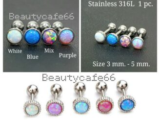 SS05 Minimal ต่างหูคริสตัลหลากสี 3-5 mm. (1ข้าง) ก้านสแตนเลสแท้ 1.2 mm. งานพรีเมี่ยม