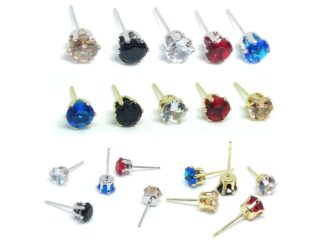 จิวสแตนเลส สำหรับเจาะตรงบริเวณกระดูกอ่อนของหู - 1 ข้าง | CZ.CLB | CZ Stud 5 Colours(Clear Back) Stainless Steel Earring