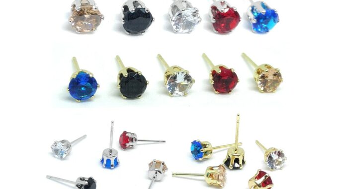 จิวสแตนเลส สำหรับเจาะตรงบริเวณกระดูกอ่อนของหู - 1 ข้าง | CZ.CLB | CZ Stud 5 Colours(Clear Back) Stainless Steel Earring