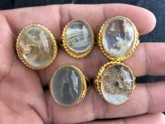 Quartz แหวนโป่งข่าม แก้วโป่งข่ามแท้ ตัวเรือนทองเหลือง สุ่มแก้วเท่านั้น