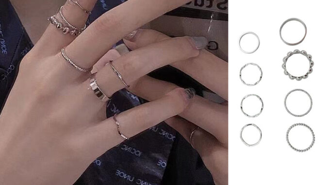 Roselife แหวน Midi รูปทรงเรขาคณิตเครื่องประดับสําหรับผู้หญิง 8 ชิ้น