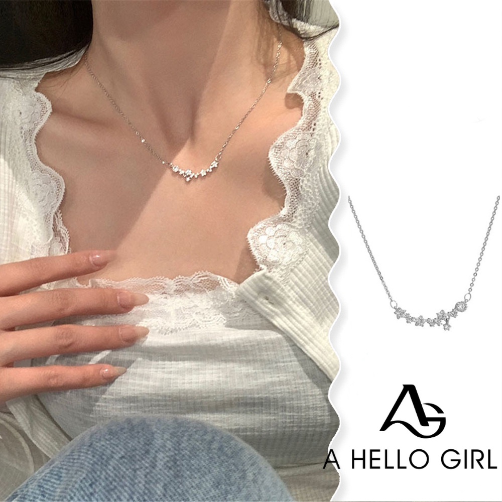A HELLO GIRL สร้อยคอโซ่เงินแท้ เกรด 925 จี้รูปดาว หรูหรา แฟชั่นฤดูร้อน สําหรับผู้หญิง