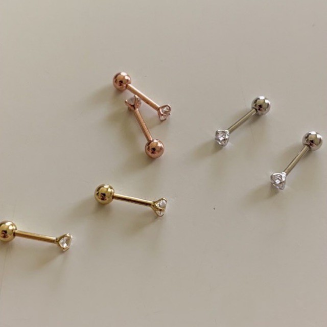 A.piece จิวเงินแท้ [all silver 925] crystal piercing