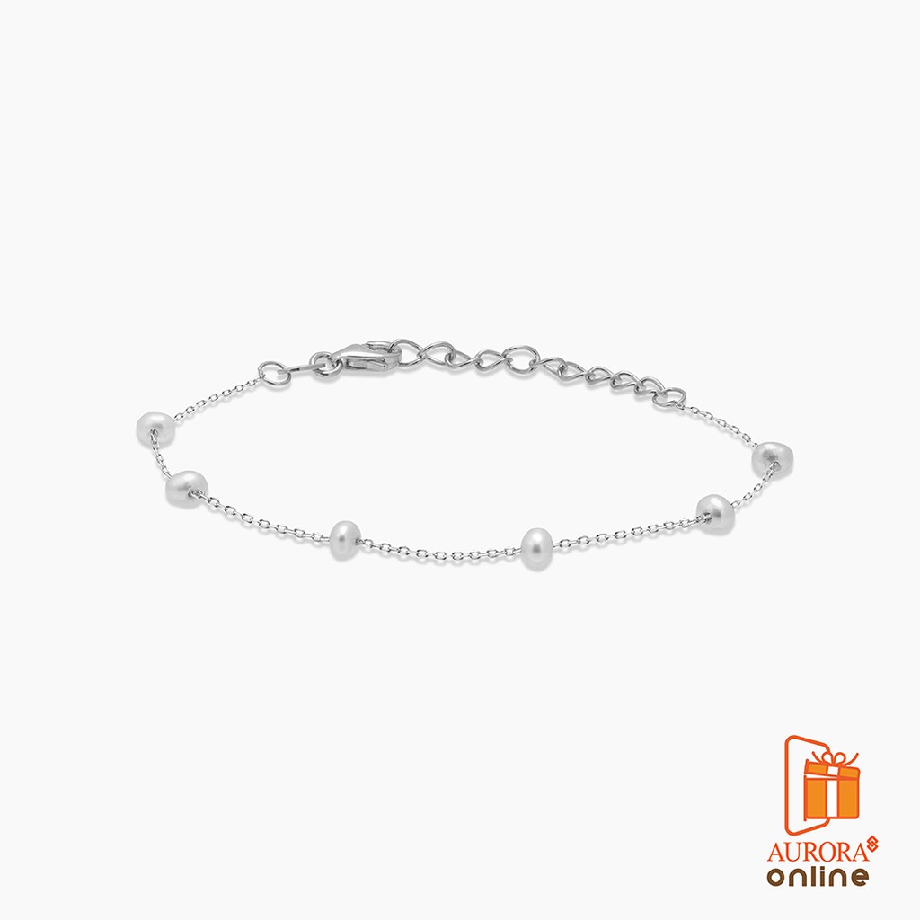 AURORA  สร้อยข้อมือมุกแท้ Baby Pearl ตัวเรือนเงินแท้ 92.5%