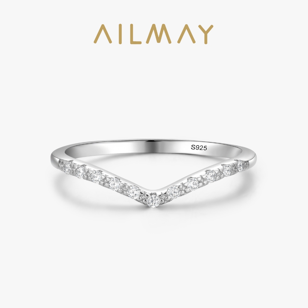 Ailmay แหวนเงินแท้ 925 รูปหยดน้ํา วางซ้อนกันได้ เครื่องประดับ สําหรับผู้หญิง