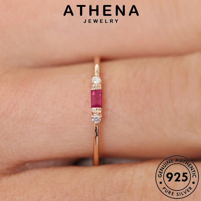 Athena JEWELRY แหวนเงิน 92.5% ทรงสี่เหลี่ยม สไตล์เรโทร สําหรับผู้หญิง R53-TH