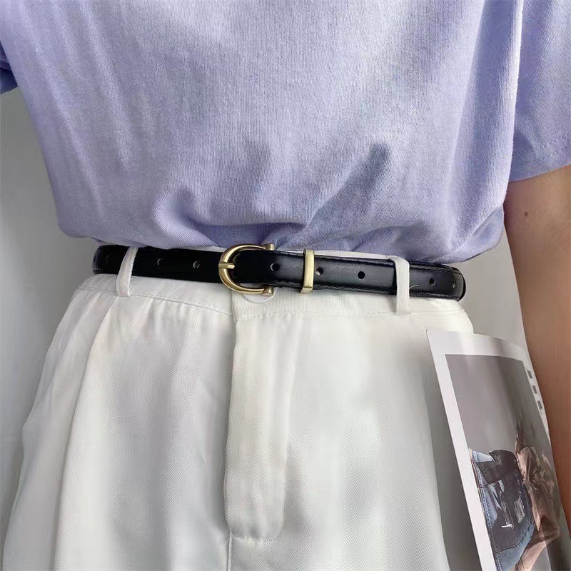 Atipashop - GOLDEN BELT เข็มขัดหนัง อะไหล่ทอง เส้นเล็กทรงเบสิค