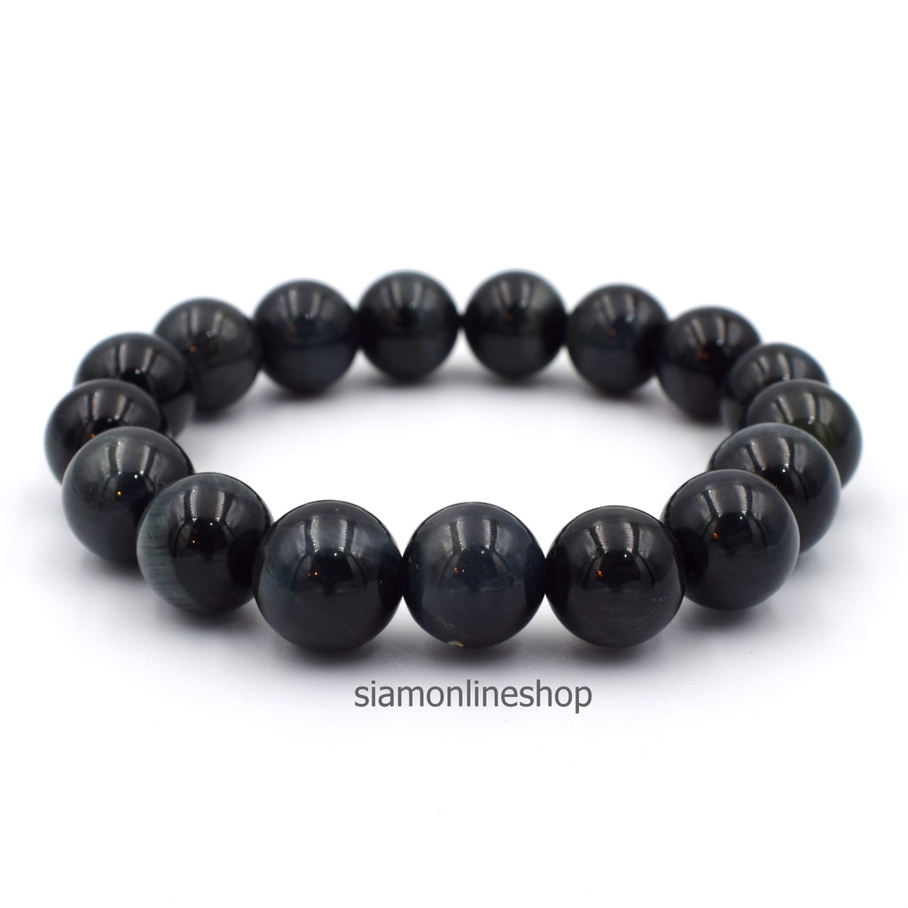 BLACK OPAL หินแบล็คโอปอล ขนาด 10 มม. สร้อยข้อมือหินแท้ by siamonlineshop