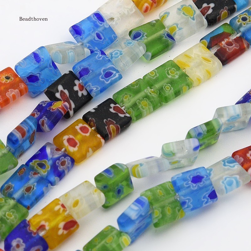 Beadthoven ลูกปัดแก้วแฮนด์เมดกว้าง 8 มม. 8 มม. ยาว: 1 มม. 50 ชิ้น/เมตร
