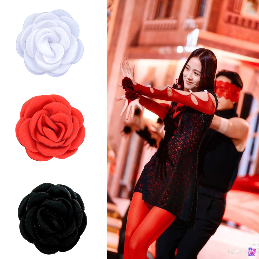 Blackpink แหวนเต้นรํา รูปดอกคามิเลีย สีชมพู 2 ชิ้น