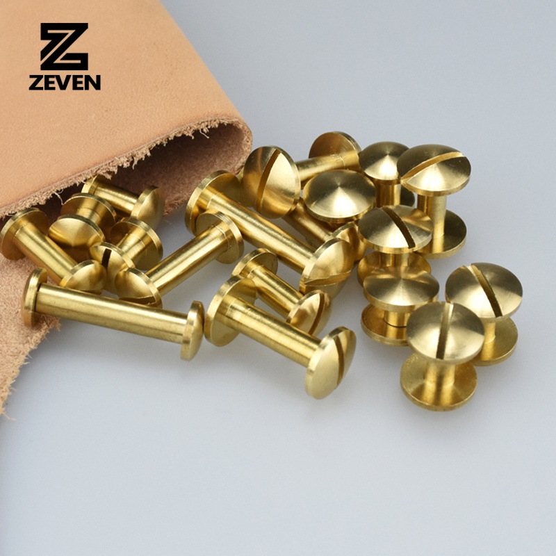 Brass Arc Belt Screw Stud Double Curved Head Chicago Nail Rivet For Leather Craft DIY Belt/strap Accessories-Multi-size