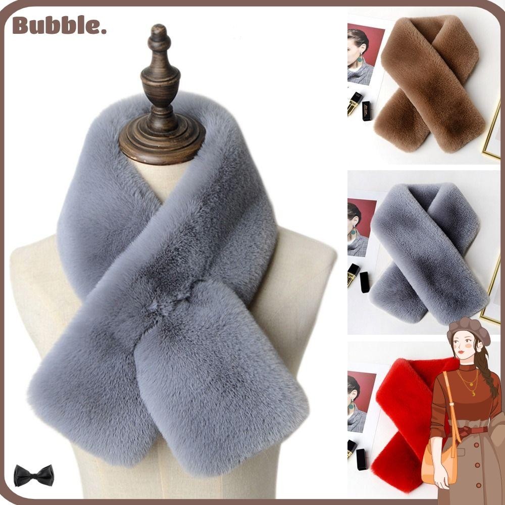 Bubble ผ้าพันคอ ผ้าคลุมไหล่ ขนกระต่ายเทียม ให้ความอบอุ่น สําหรับผู้หญิง