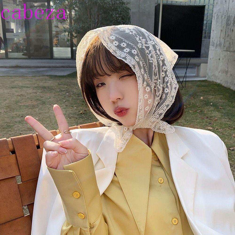 CABEZA ผ้าโพกหัว ทรงสามเหลี่ยม แต่งลูกไม้ หรูหรา สไตล์ฝรั่งเศส สําหรับเด็ก