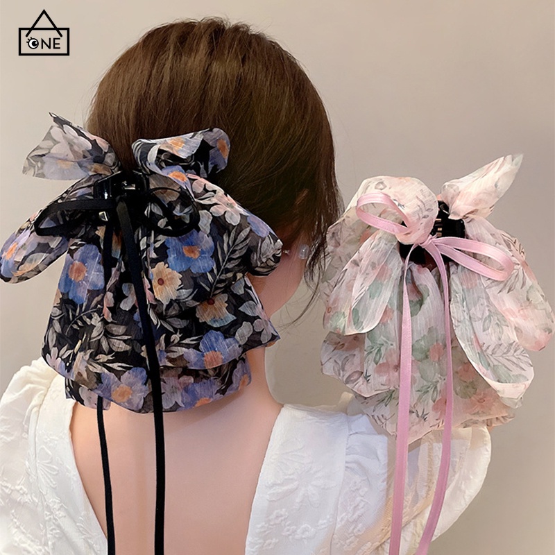 COD❤️ดอกไม้ที่สง่างามโบว์ผม Claw Clip ฝรั่งเศสพรีเมี่ยมความรู้สึกกิ๊บ - A.one