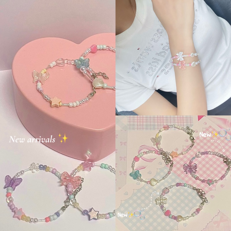 Callmeninety - (พร้อมจัดส่ง1-2วัน)กำไลข้อมือสร้อยข้อมือลูกปัดโทนหวาน ⭐️