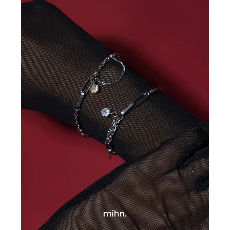 Chain & Gems Silver Bracelet (4 colors gemstone) - mihn.