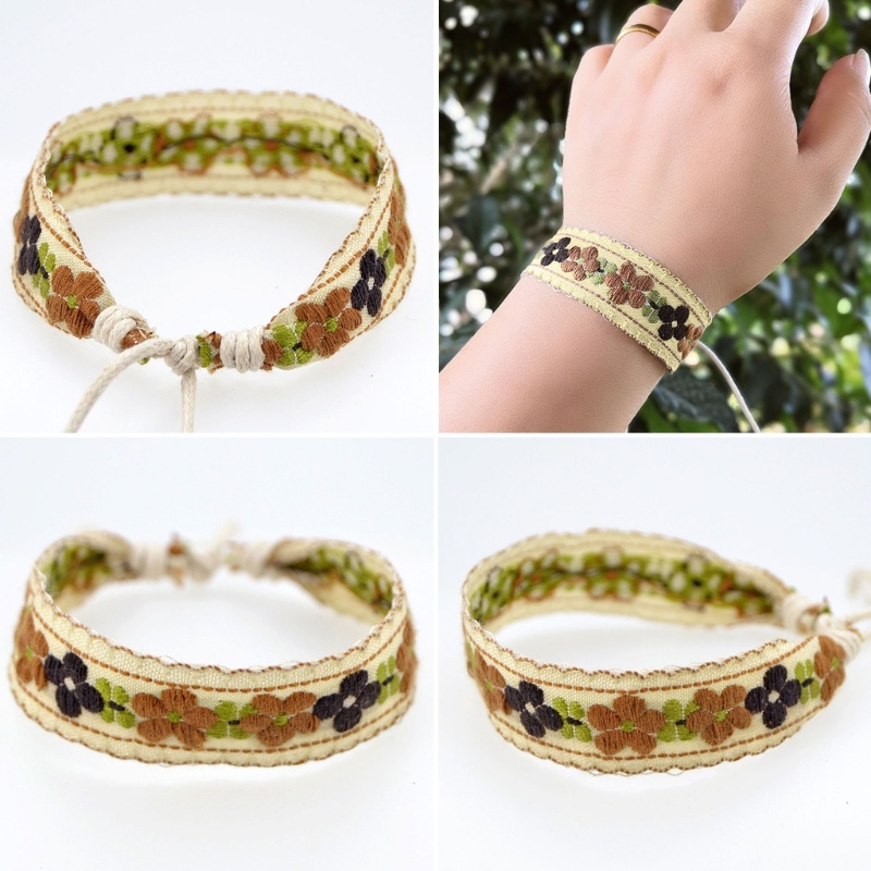 Chu สร้อยข้อมือถัก ปักลายดอกไม้ สตรอเบอร์รี่ สไตล์โบฮีเมียน