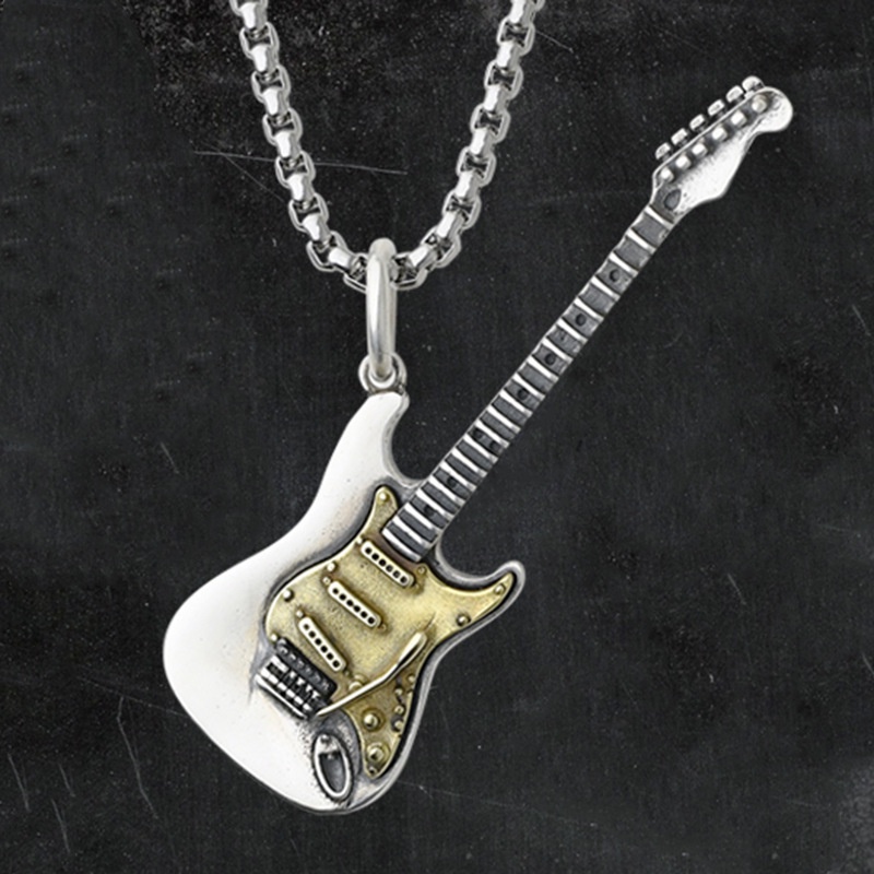 Colorful Electric Guitar Necklace Rock Punk Style Necklace Girls New Retro Niche Design Hip Hop Handsome Men