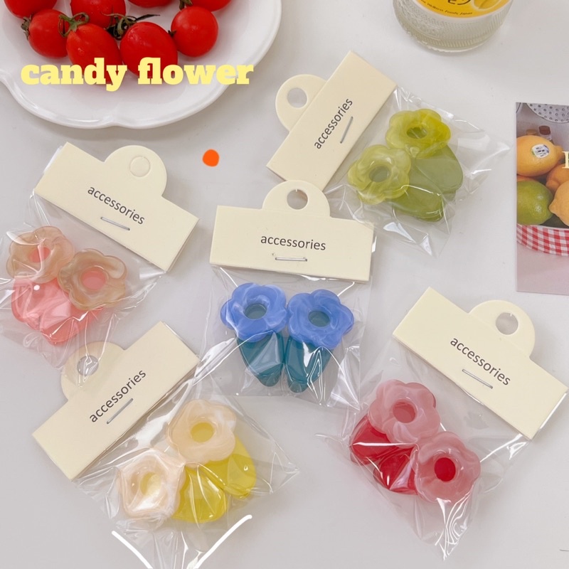 Cute 134 กิ๊บติดผม กิ๊บหนีบผมดอกไม้ Candy Flower 2 ชิ้น/แพ็ค