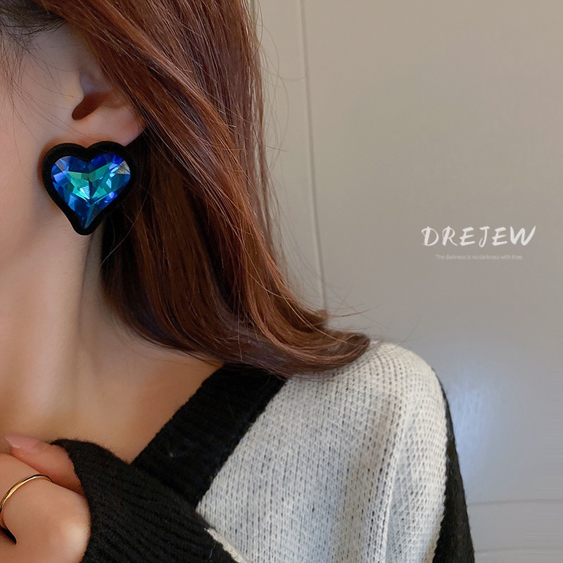 DREJEW ต่างหูเข็มเงิน 925 จี้รูปหัวใจ ประดับเพชร หลากสี เหมาะกับฤดูใบไม้ร่วง และฤดูหนาว