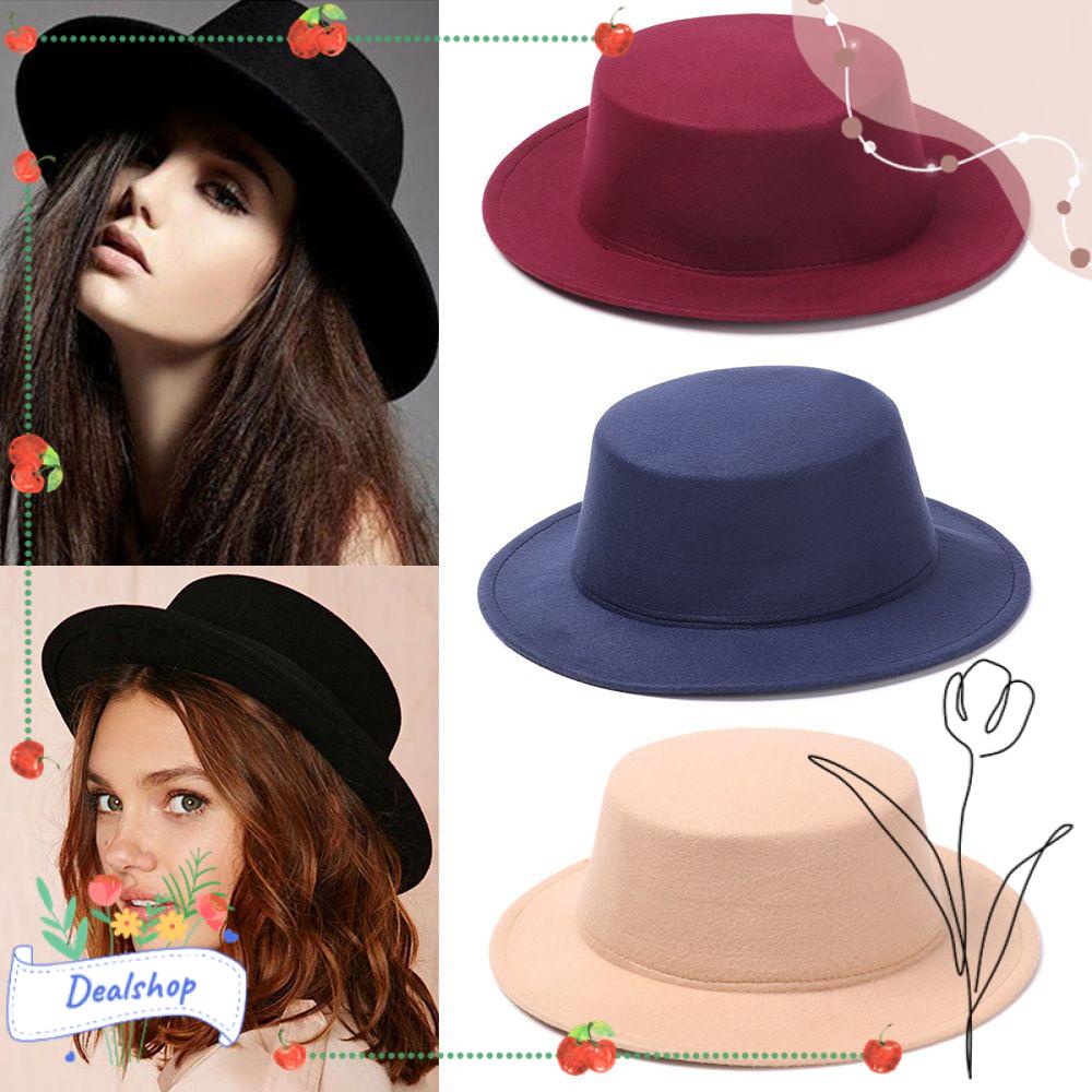 Dealshop Fedora หมวกปีกกว้าง ผ้าขนสัตว์ สไตล์คาวบอย มีประสิทธิภาพ สําหรับผู้หญิง และผู้ชาย