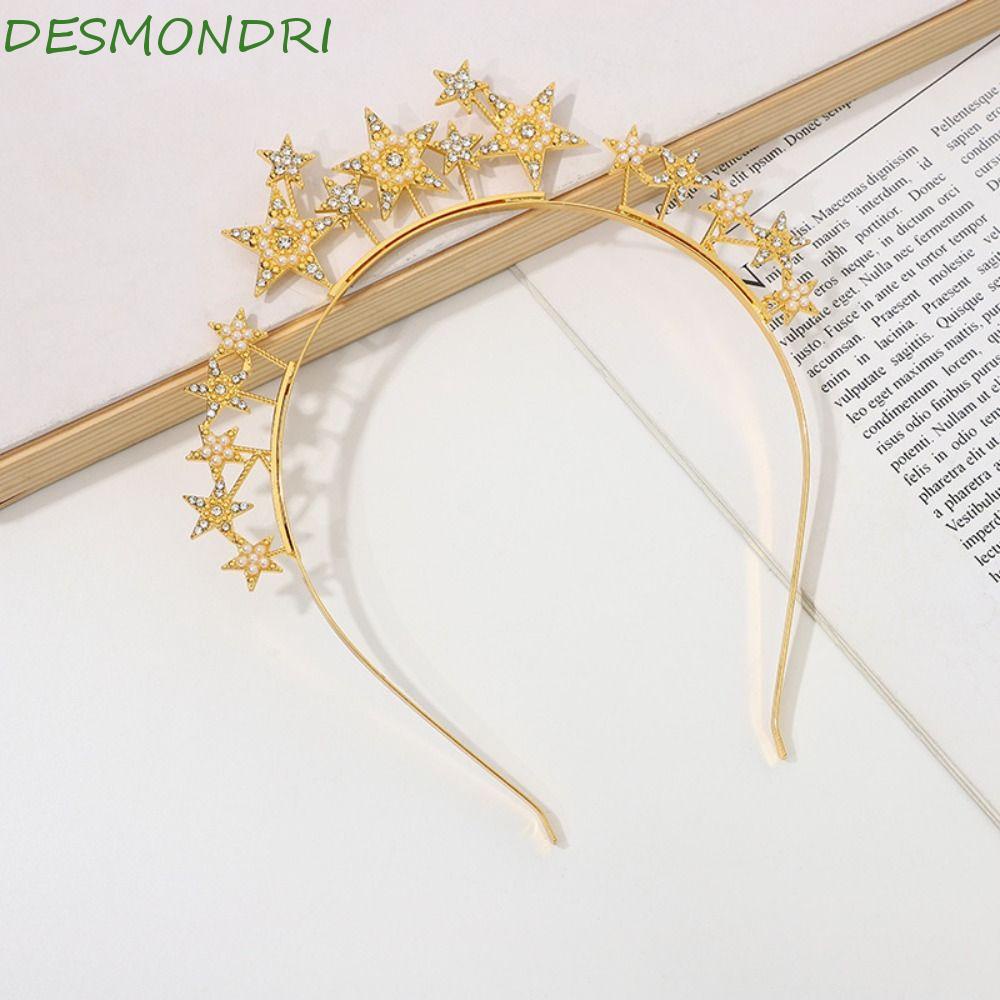 Desmondri มงกุฎรัศมี พลอยเทียม สีเงิน ที่คาดผมดาว หูฟังโกธิค รัดเกล้า สีทอง ที่คาดผมผู้หญิง